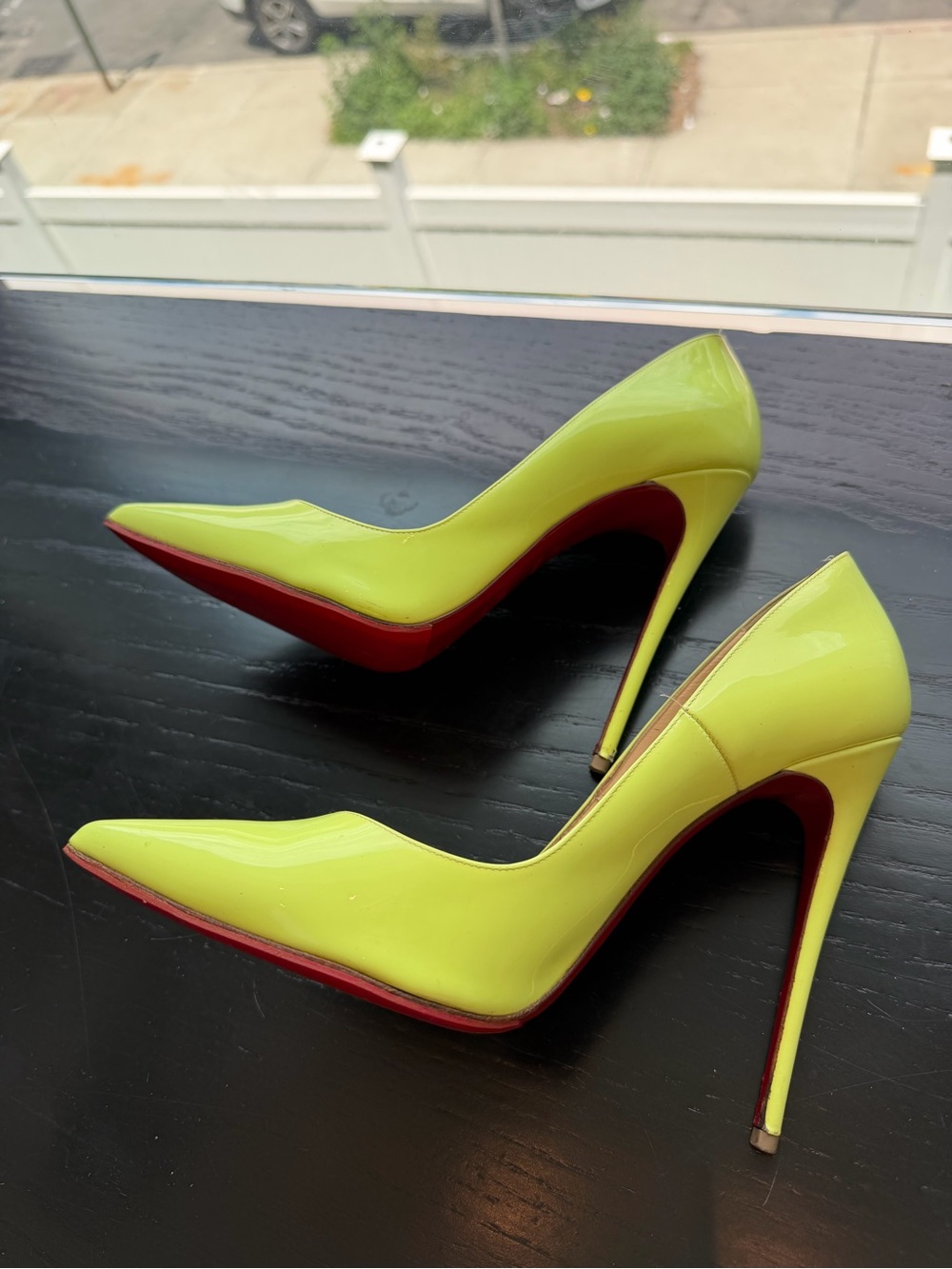 Christian Louboutin SO KATE 120 Neon Fluorescent Yellow Green Stiletto Pumps, 38 - Picture 2 of 12